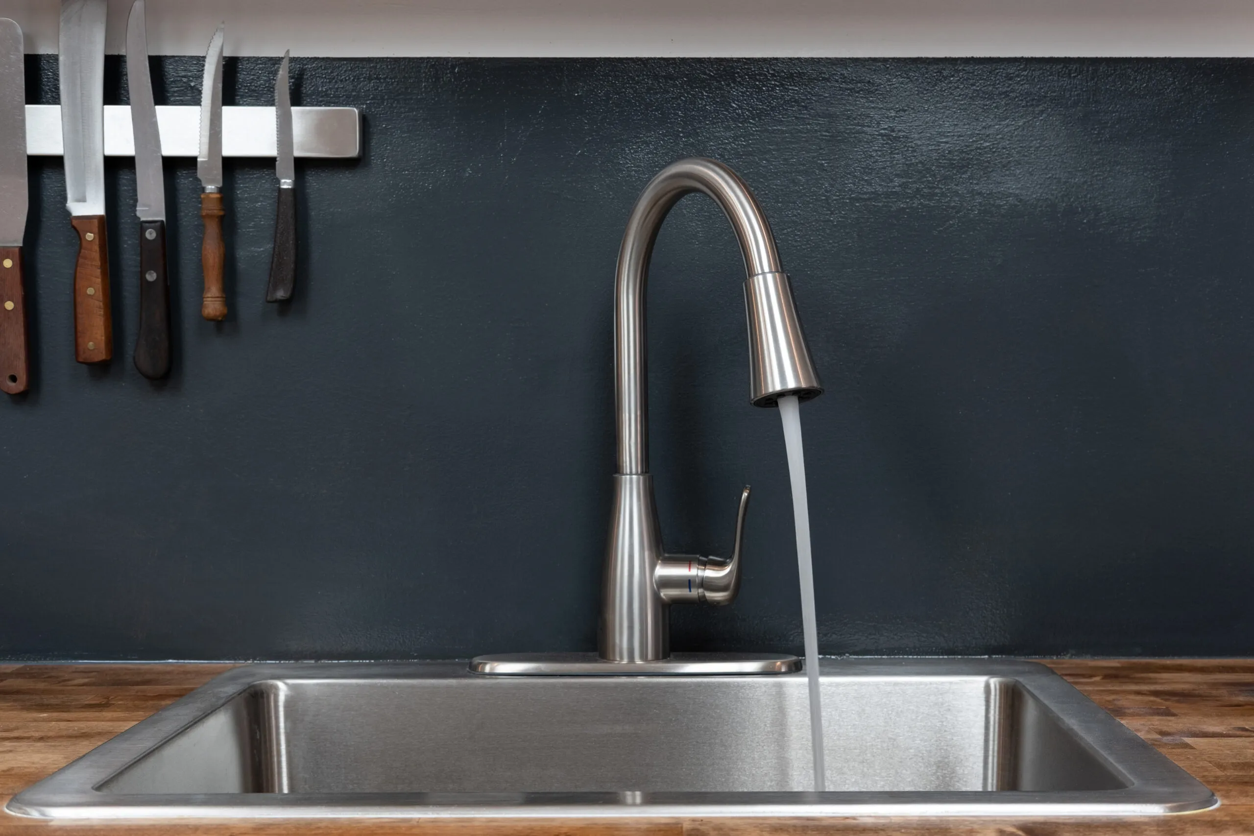 Water running down a sink drain