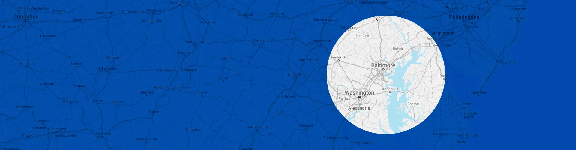 Map of the Water Doctor service area in central Maryland